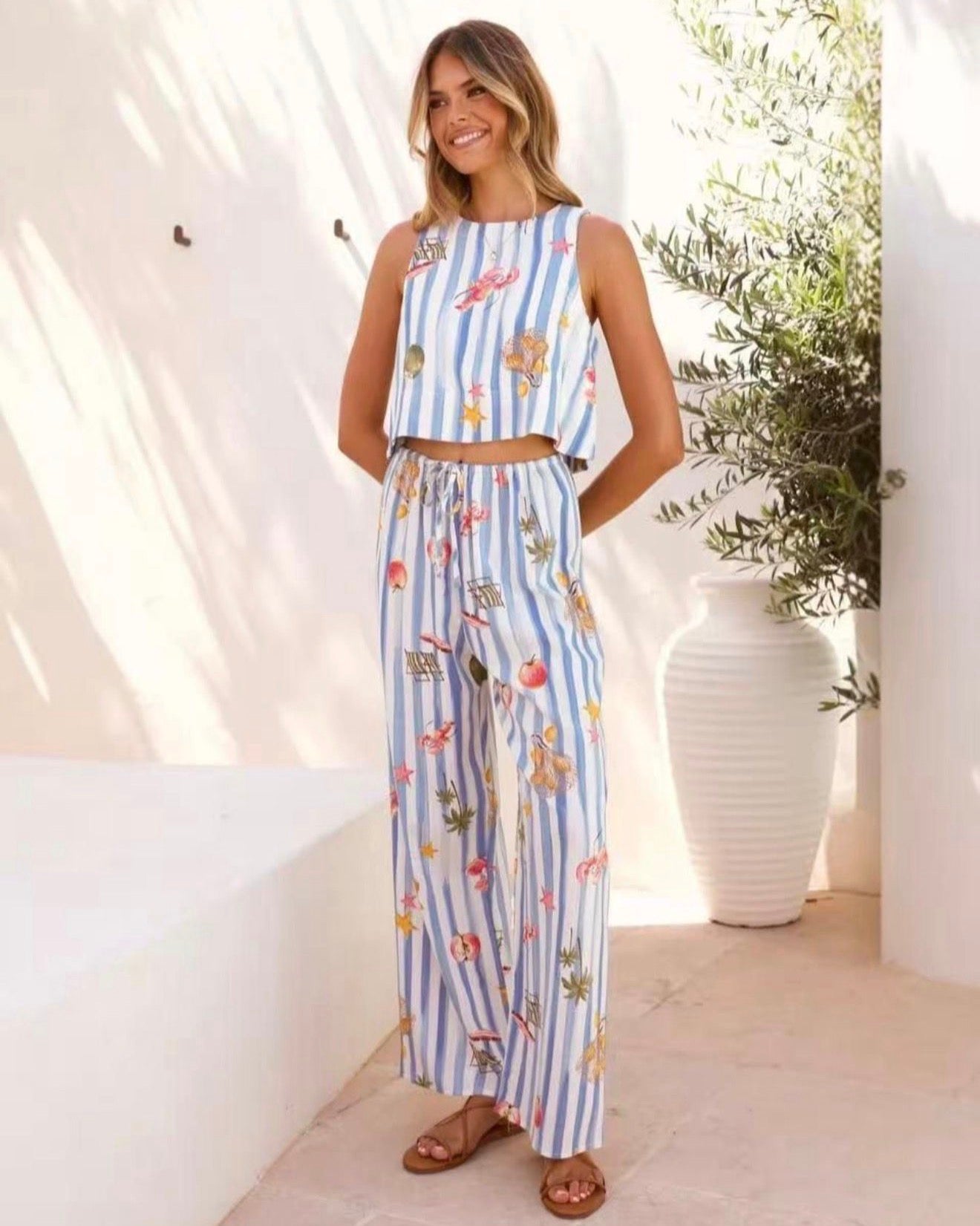 Striped Sea Shell Pant Set
