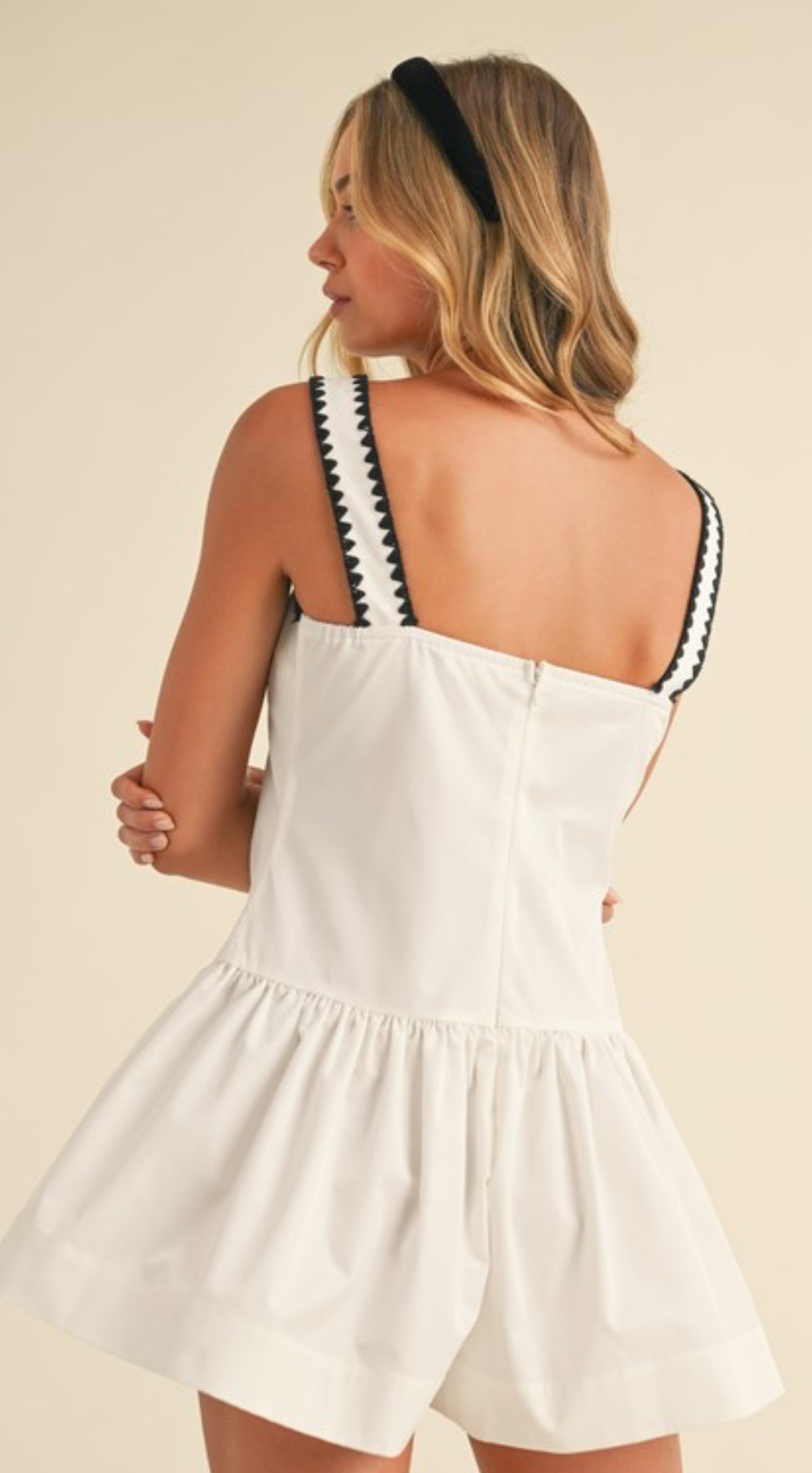 Black Embroidery Flare Romper