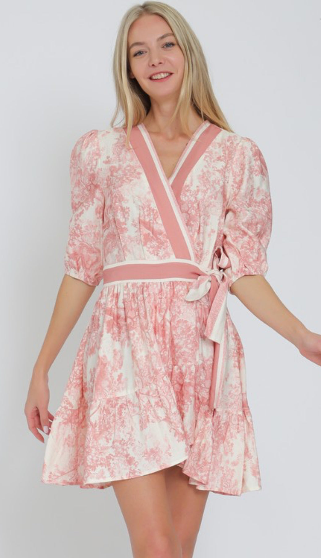 Wrap Blush Printed Mini Dress