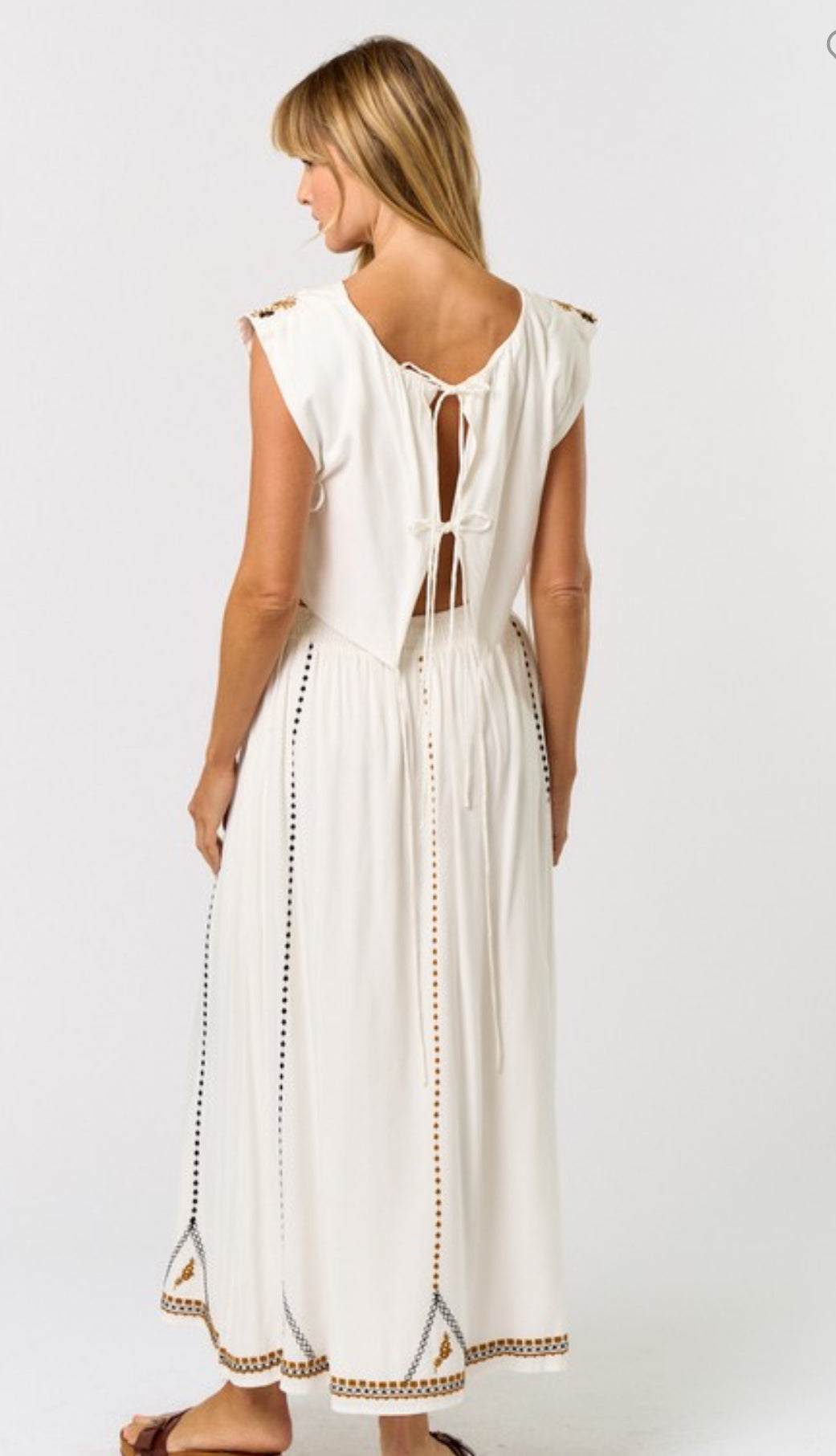 White Embroidered Skirt Set