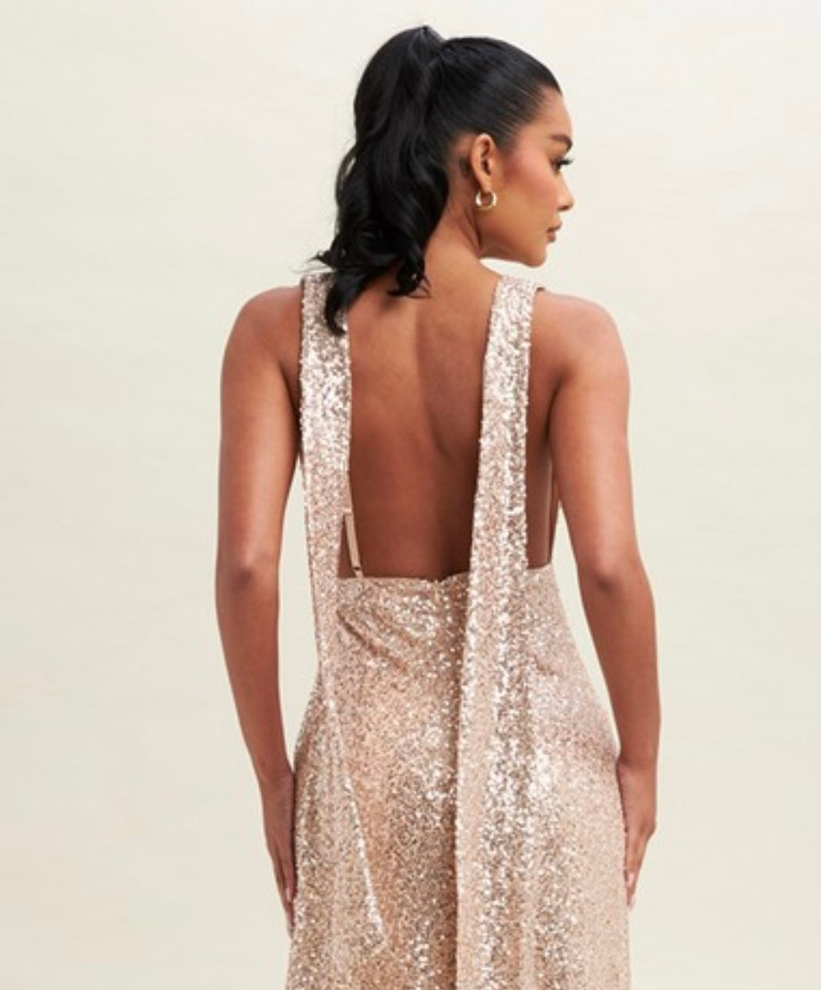 Rosegold Open Back Jumpsuit