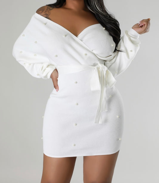 Pearl Cream Sweater Dress