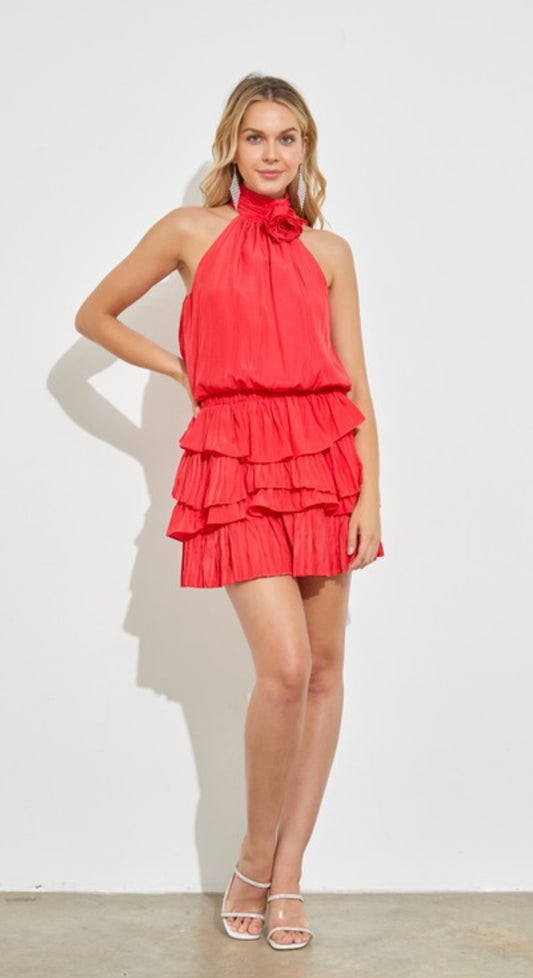 Red Ruffle Flower Dress