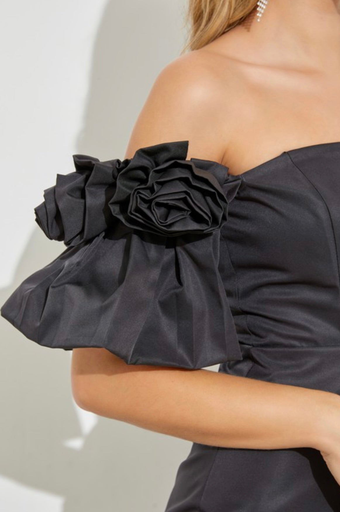 Ruffle Sleeve Black Dress