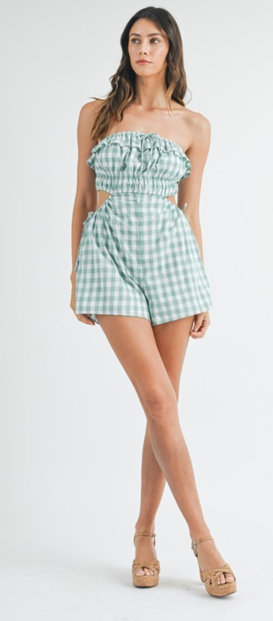 Plaid Strapless Romper