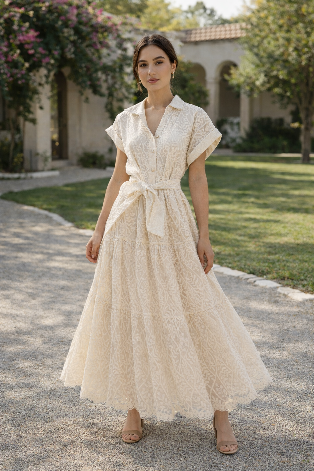 Neutral pearl detail maxi