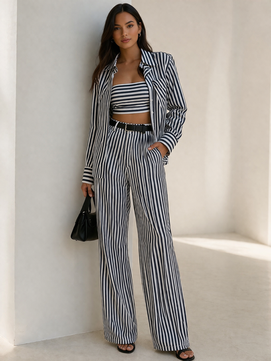Stripe Navy Pant set (3 Piece)