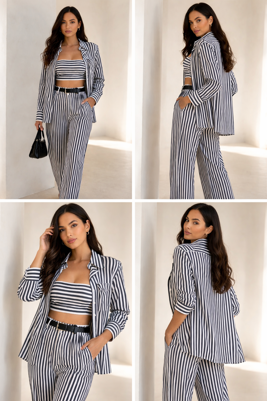 Stripe Navy Pant set (3 Piece)