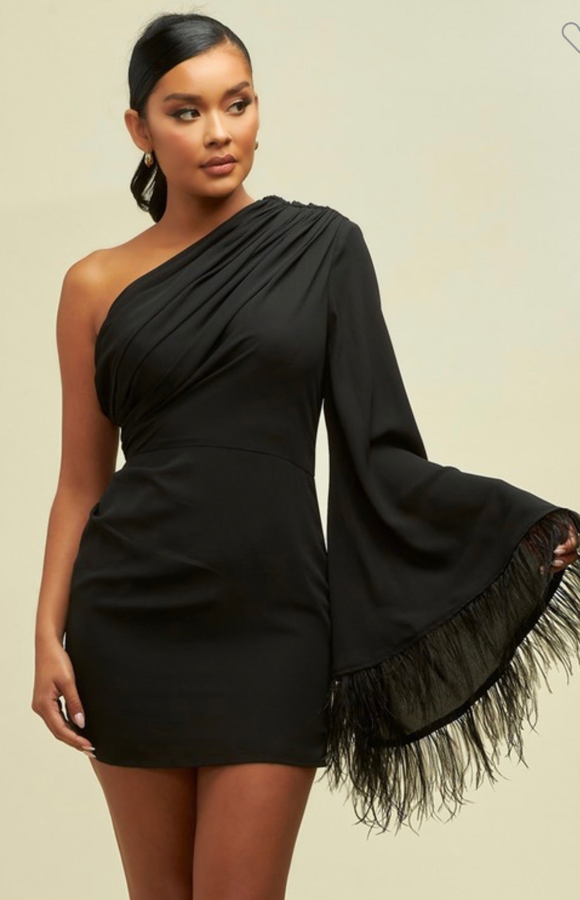 One Sleeve Feather Dress